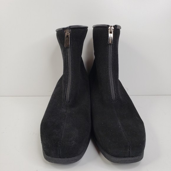 La Canadienne Shanah Black Waterproof Suede Front Zip Wedge Ankle Boots Sz 8M. - Picture 2 of 10